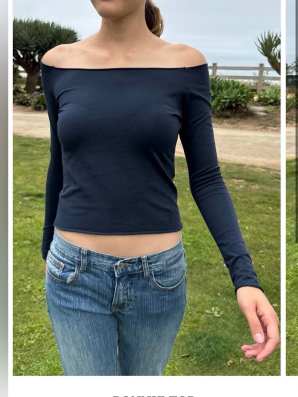 Brandy Melville Navy Bonnie Long Sleeve Tee